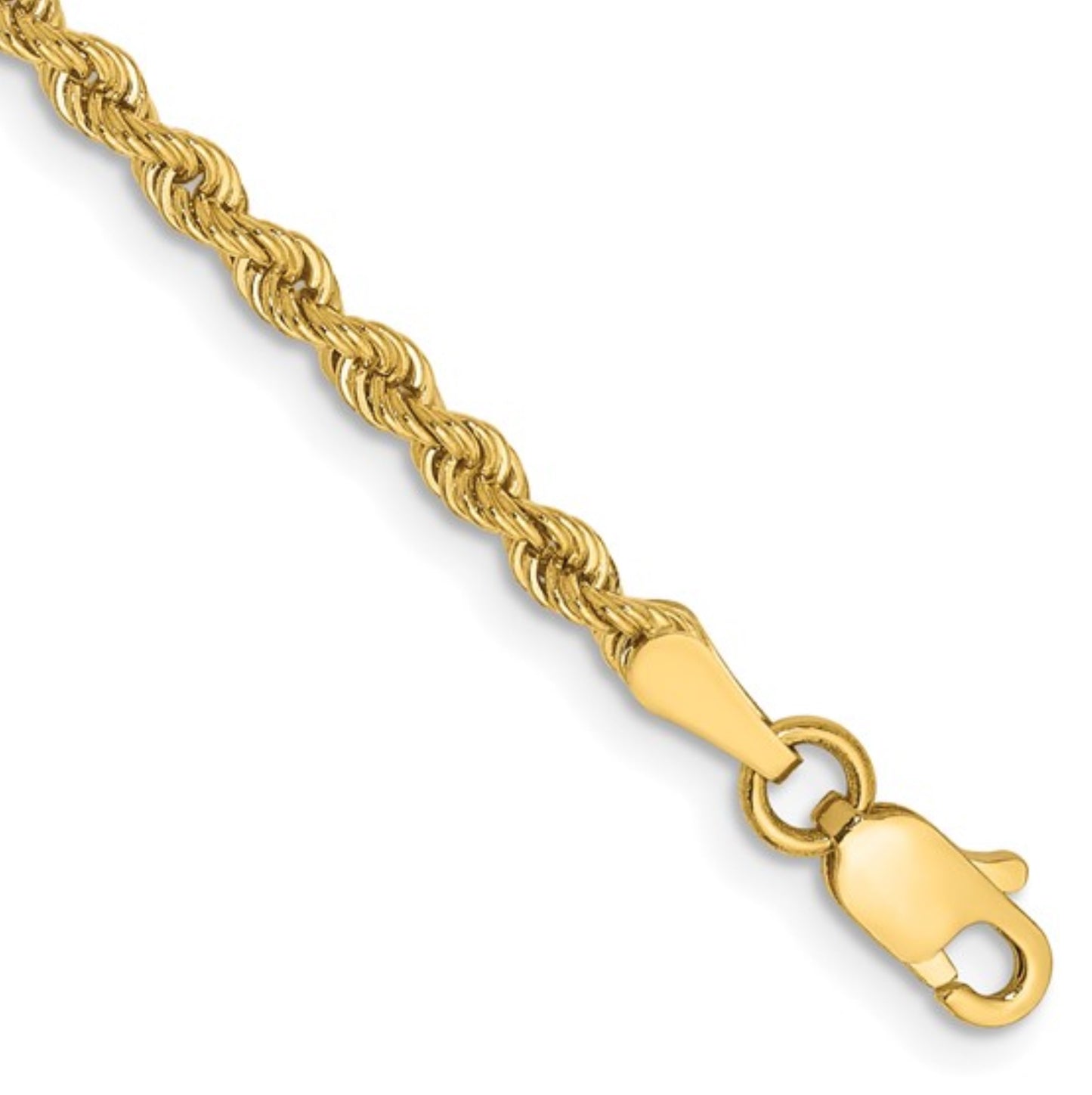 14k 2.5mm Yellow Gold Rope Chain Bracelet