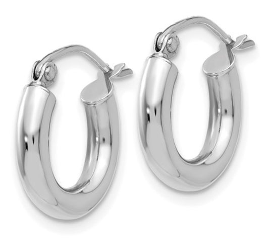 14k White Gold Huggie Hoops