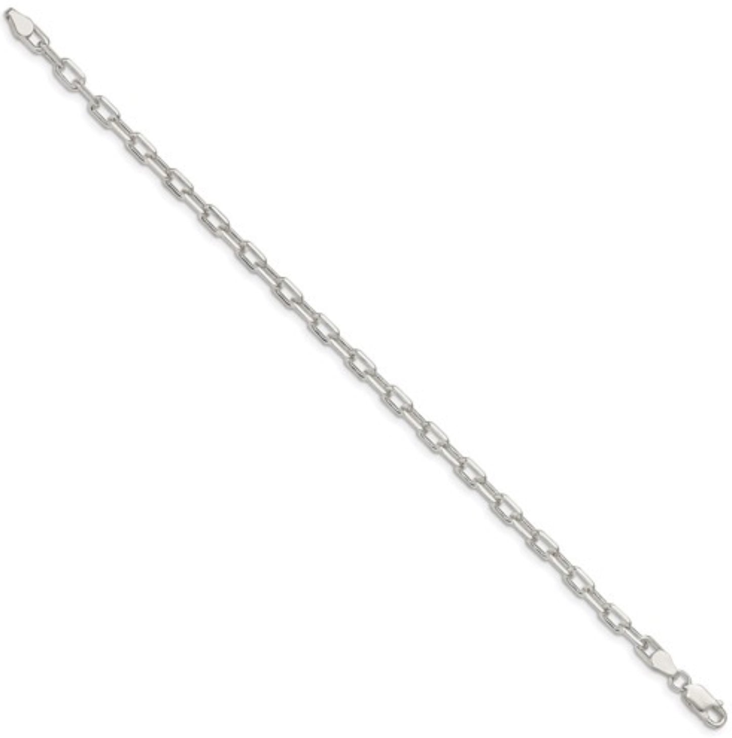 Sterling Silver 4.3mm Diamond-cut Link Bracelet