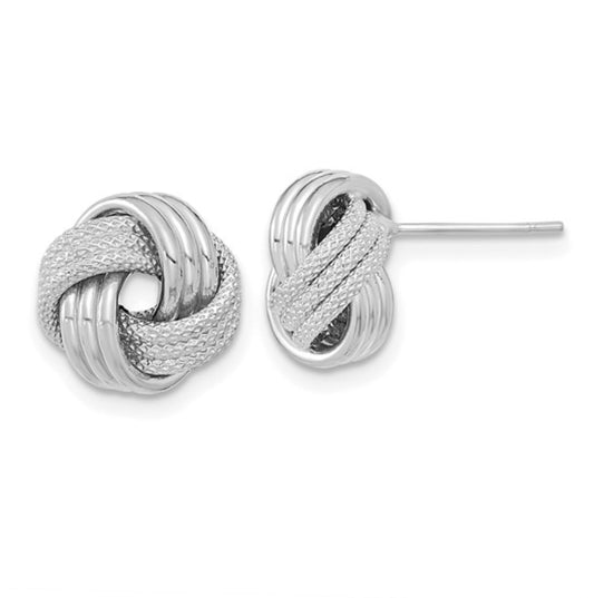 14k White Gold Love Knot Studs