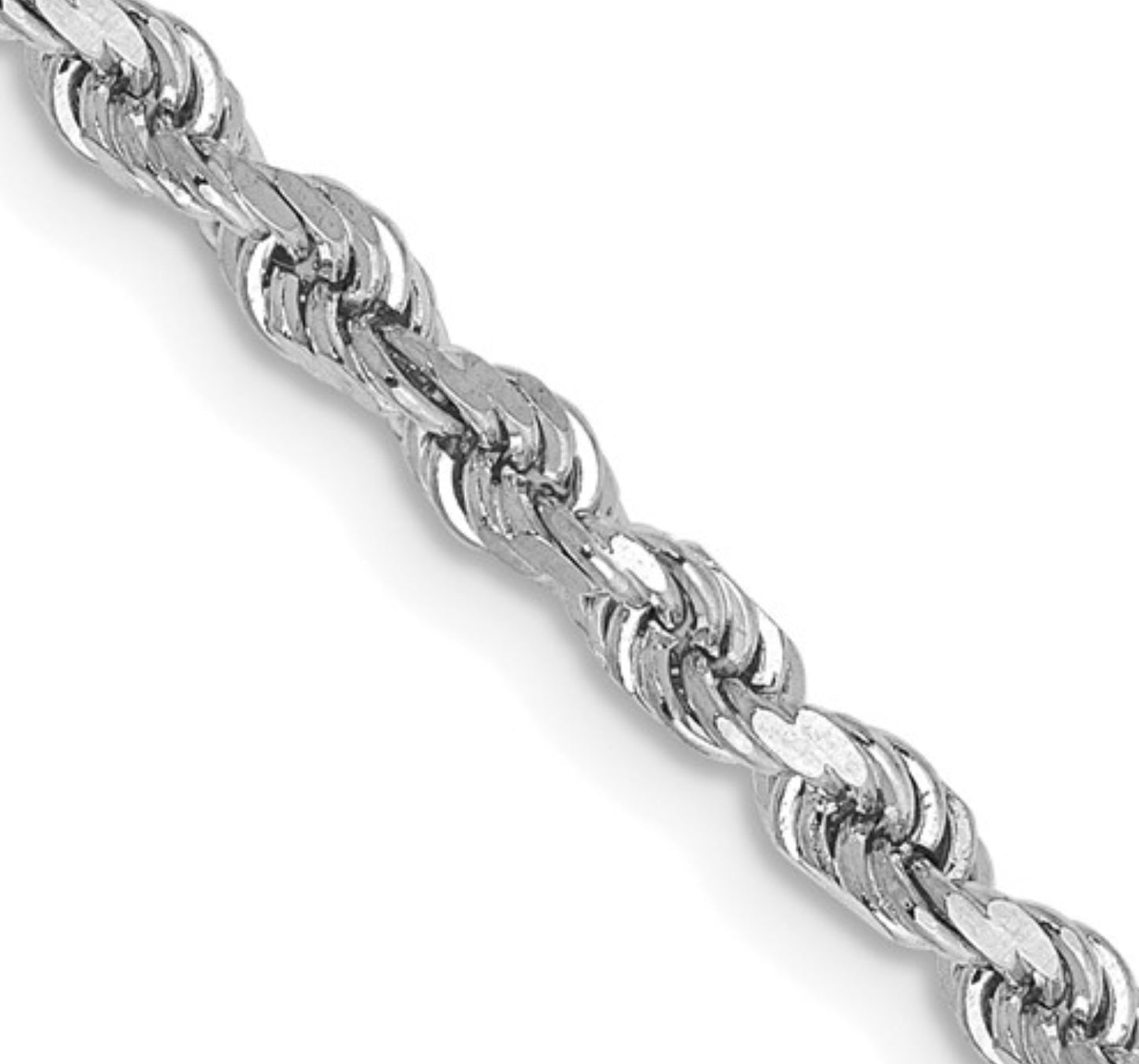 10k 2.75mm White Gold Diamond-Cut Rope Chain