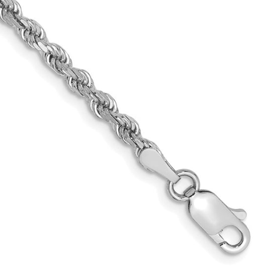 14k 2.75mm White Gold Rope Chain Bracelet