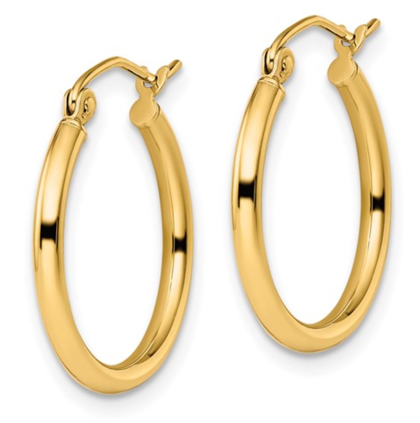 10K Yellow Gold Polished Hinged Hoop Earrings Small