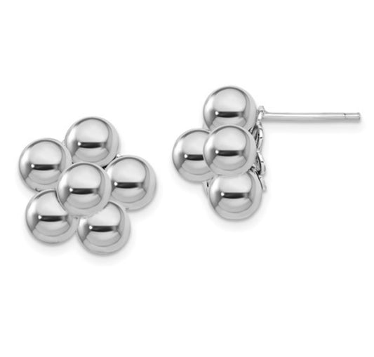 Sterling Silver Flower Ball Studs