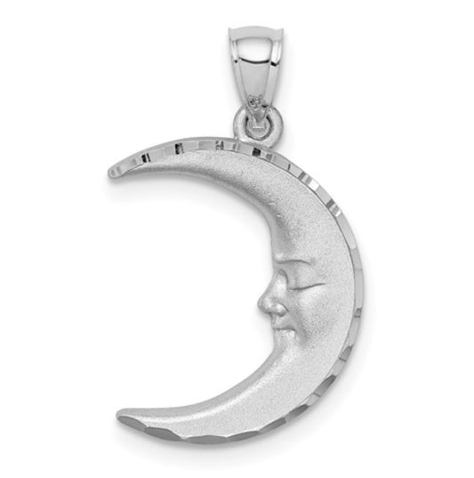 14k White Gold Crescent Moon Pendant
