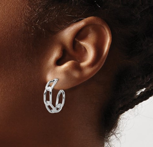 14k White Gold Chain Link Hoops