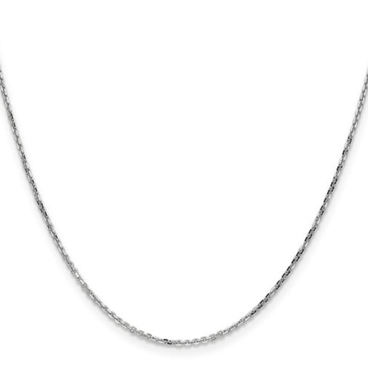 14k 1.4mm White Gold Diamond-Cut Open Link Chain