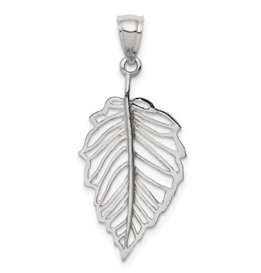 14k White Gold Cut Out Leaf Pendant