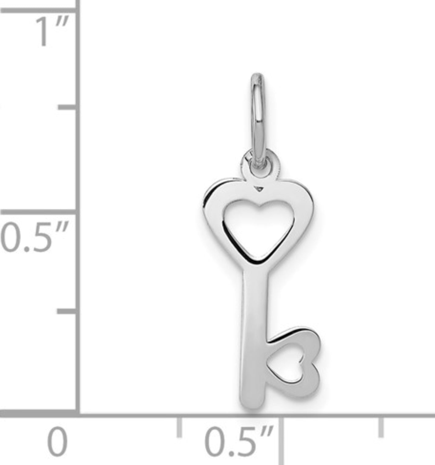 14k White Gold Heart Key Pendant
