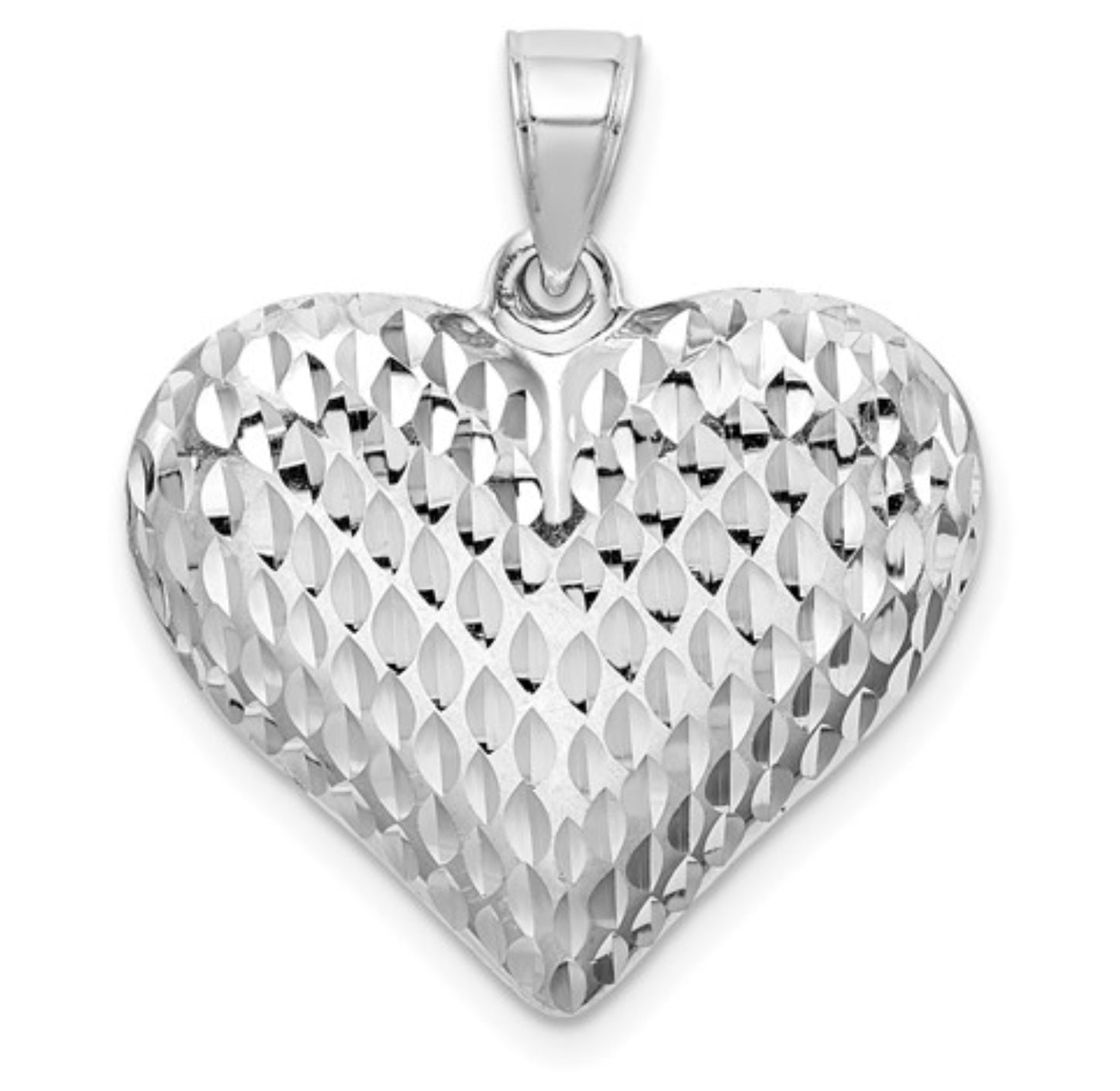 Sterling Silver Diamond-Cut Heart Pendant