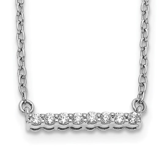 14k White Gold Diamond Bar Necklace