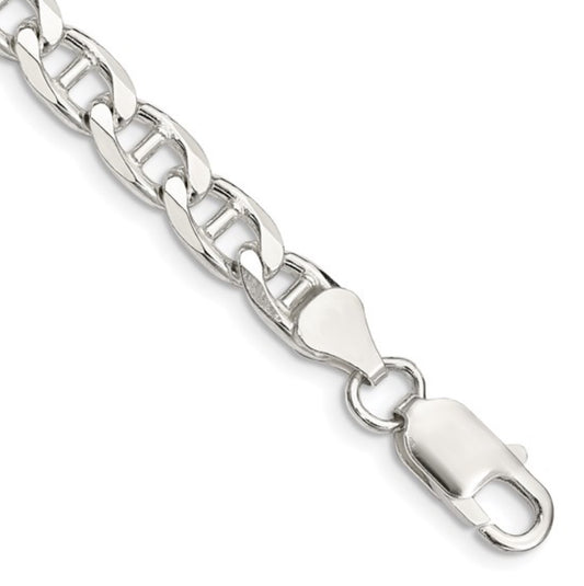 Sterling Silver 6.5mm Flat Cuban Anchor Bracelet