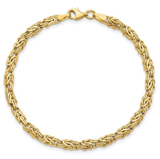 14k 5mm Yellow Gold Byzantine Chain Bracelet