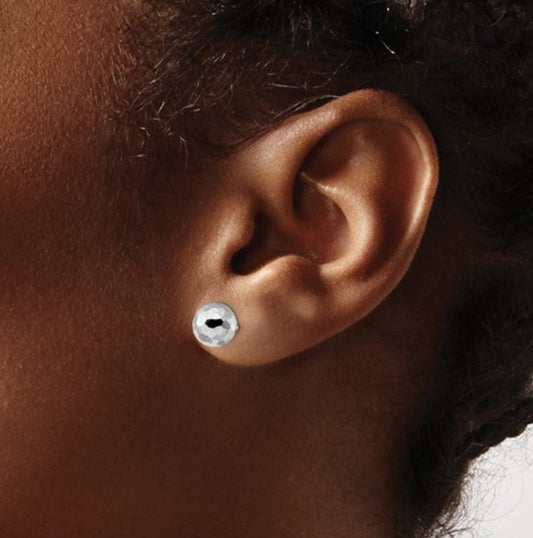 14k White Gold Disco Ball Studs