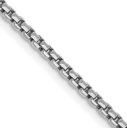 14k 1.75mm White Gold Round Box Chain Semi-Solid