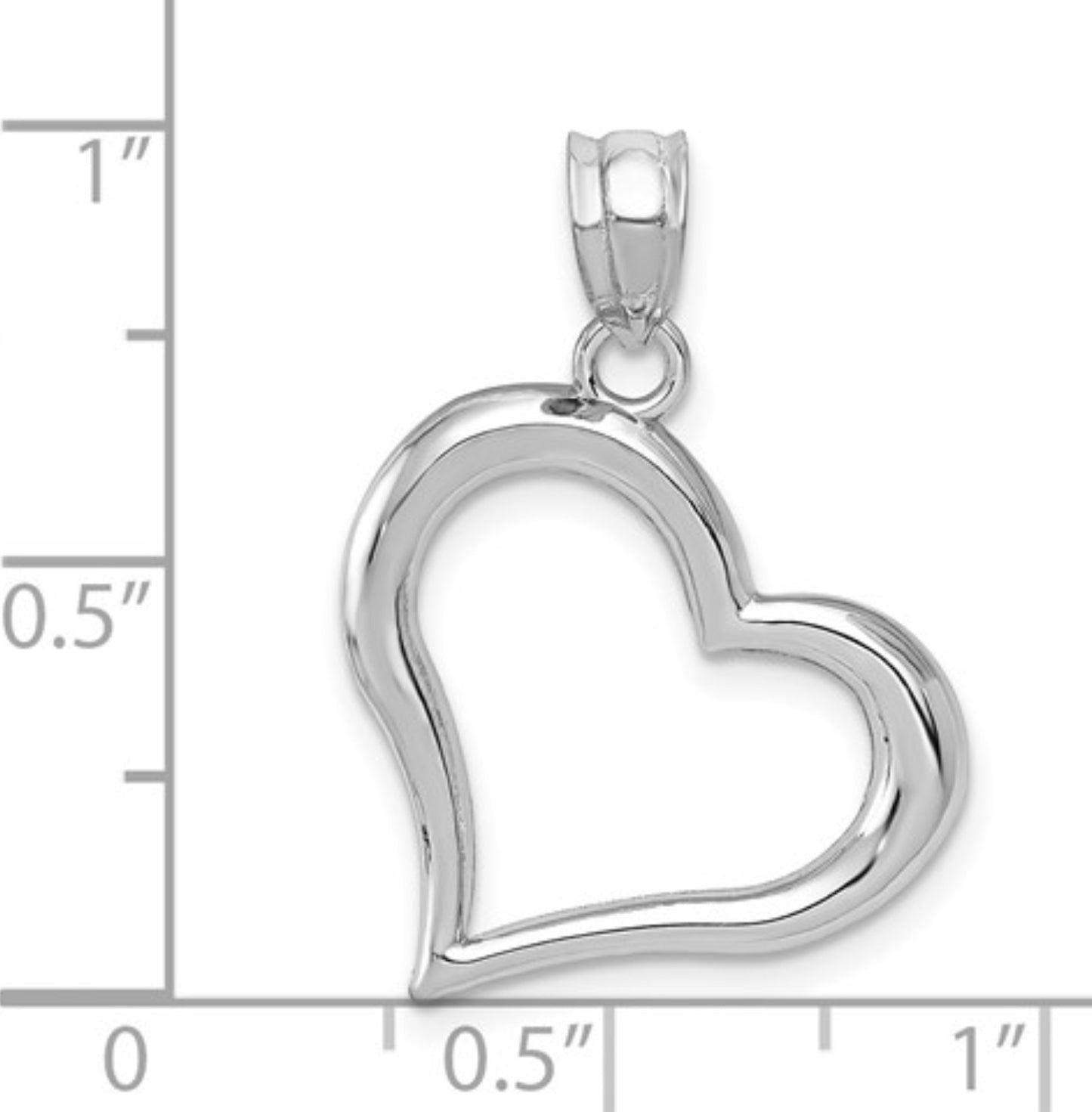 14k White Gold Slanted Heart Pendant