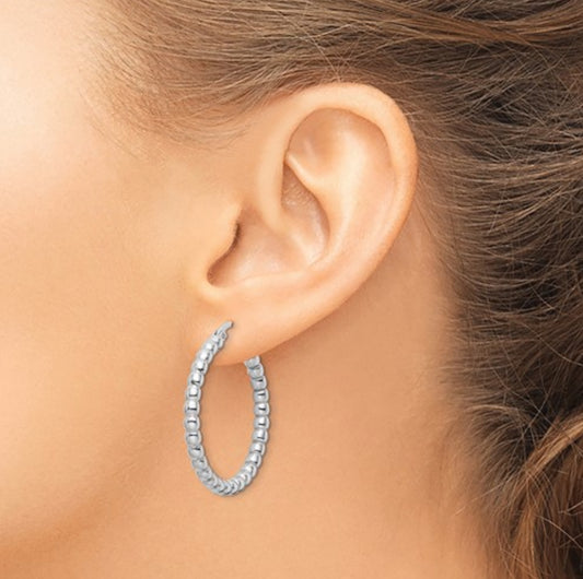 Sterling Silver Mirror Ball Hoop Earrings