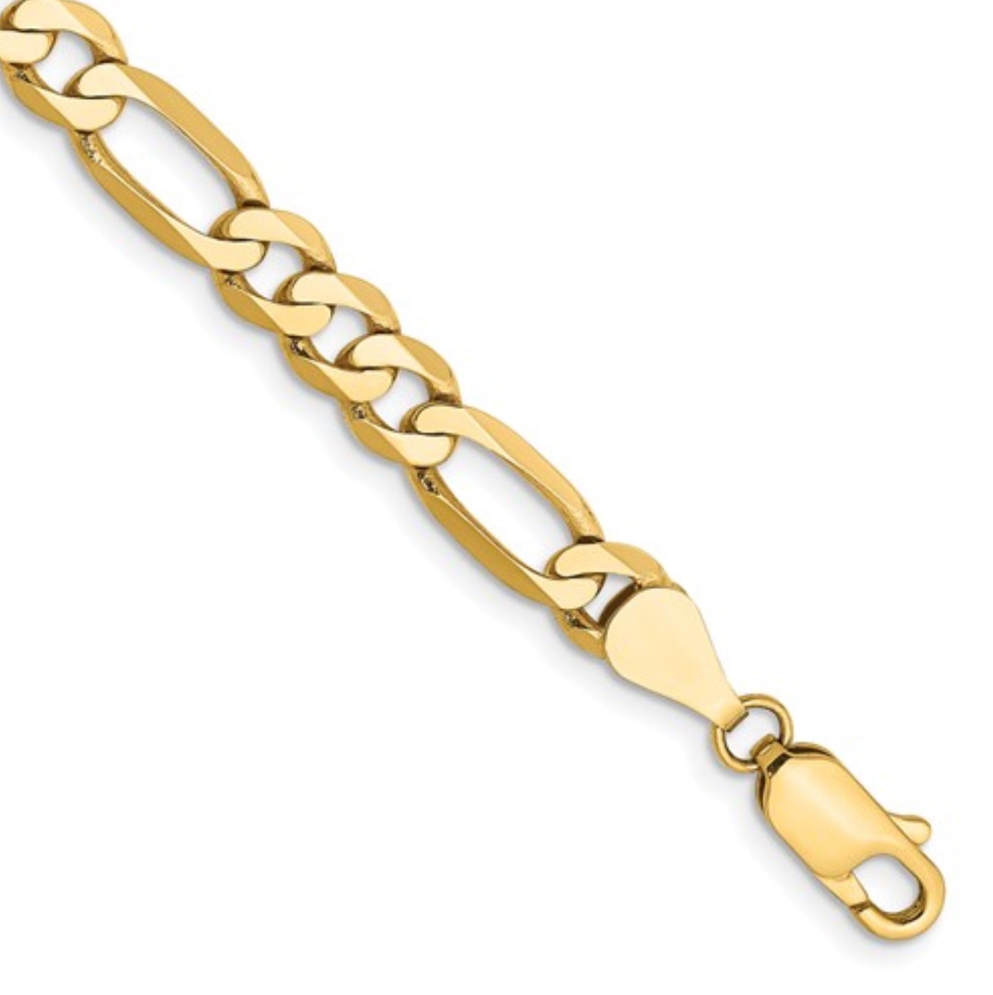 14k 5.25mm Yellow Gold Flat Figaro Chain Bracelet