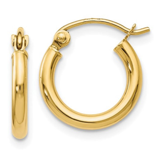 10K Yellow Gold Polished Hinged Hoop Earrings X-Small