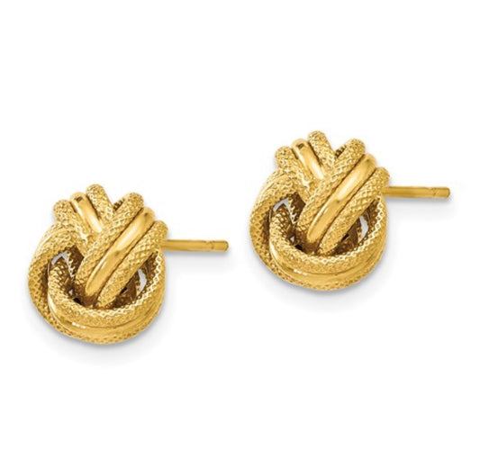 14k Yellow Gold Love Knot Studs