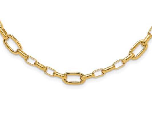 14k Yellow Gold Paperclip Necklace