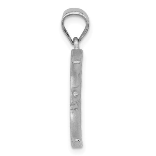 14k White Gold Crescent Moon Pendant