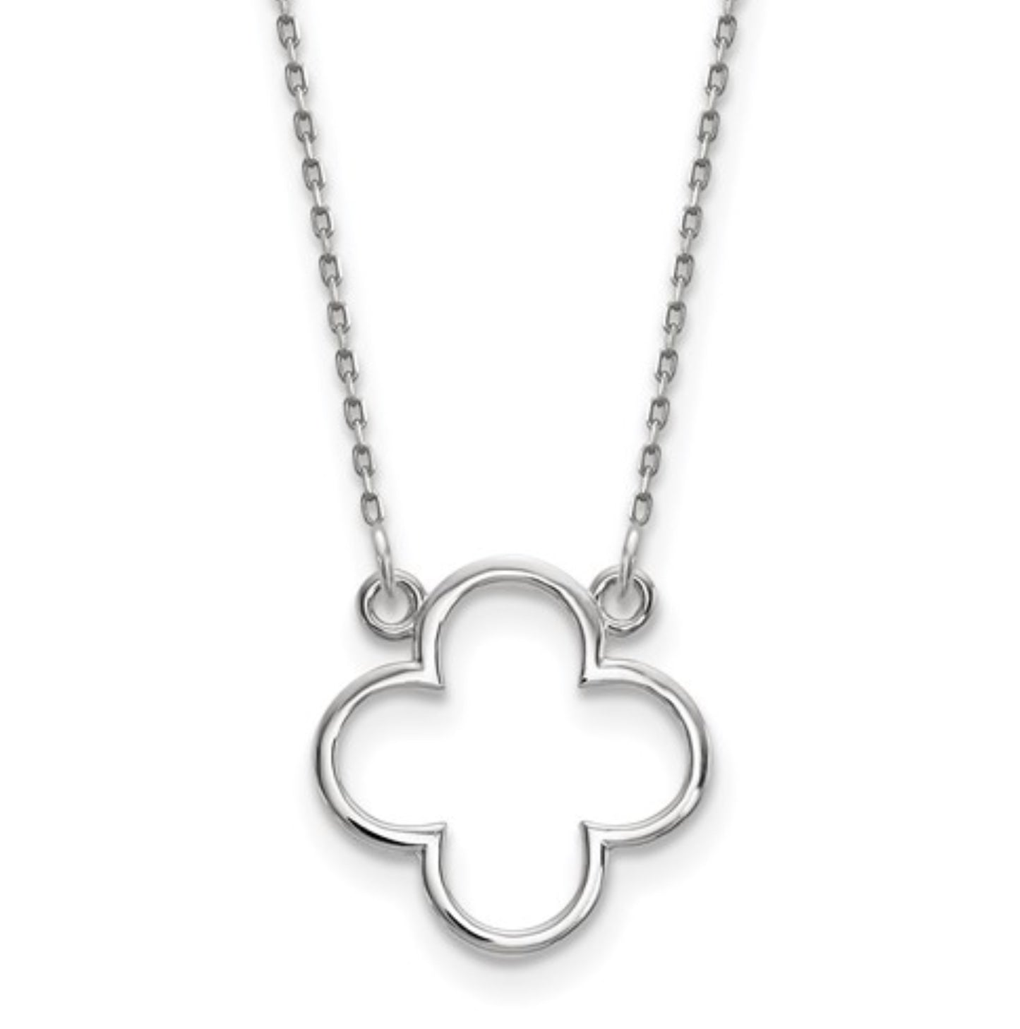 14k White Gold Clover Necklace