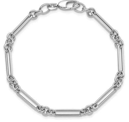14k 5.2mm White Gold Paperclip Link Bracelet