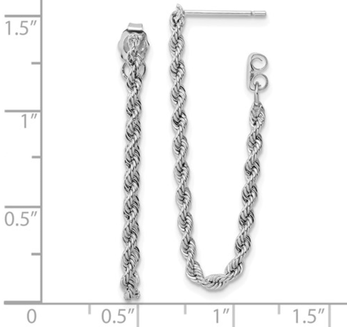 14k White Gold Rope Chain Earrings