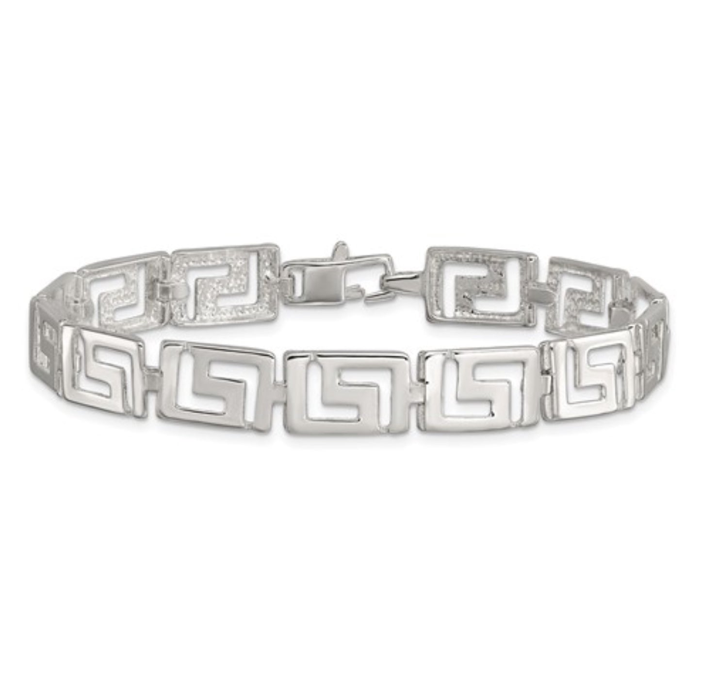 Buy Black & Silver Stainless Steel Greek Key Pattern with CZ Bracelet  Online - Inox Jewelry India