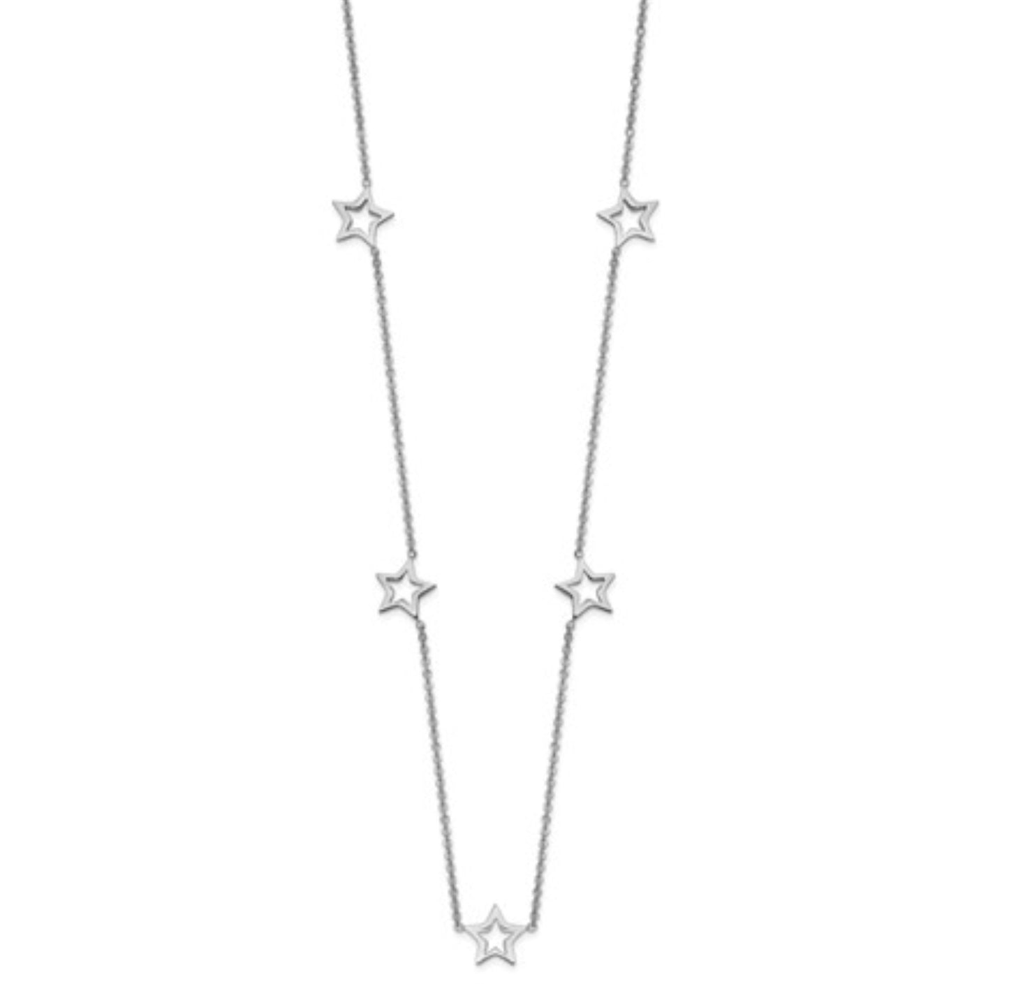 14k White Gold Star Necklace