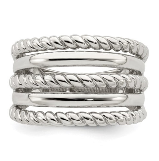 Sterling Silver 5 Row Cable Ring