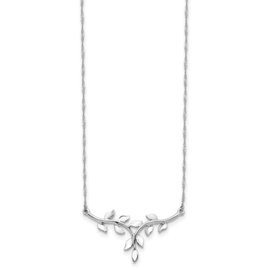 14k White Gold Leaf Necklace