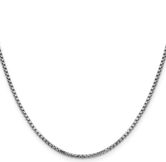 14k 1.75mm White Gold Round Box Chain Semi-Solid
