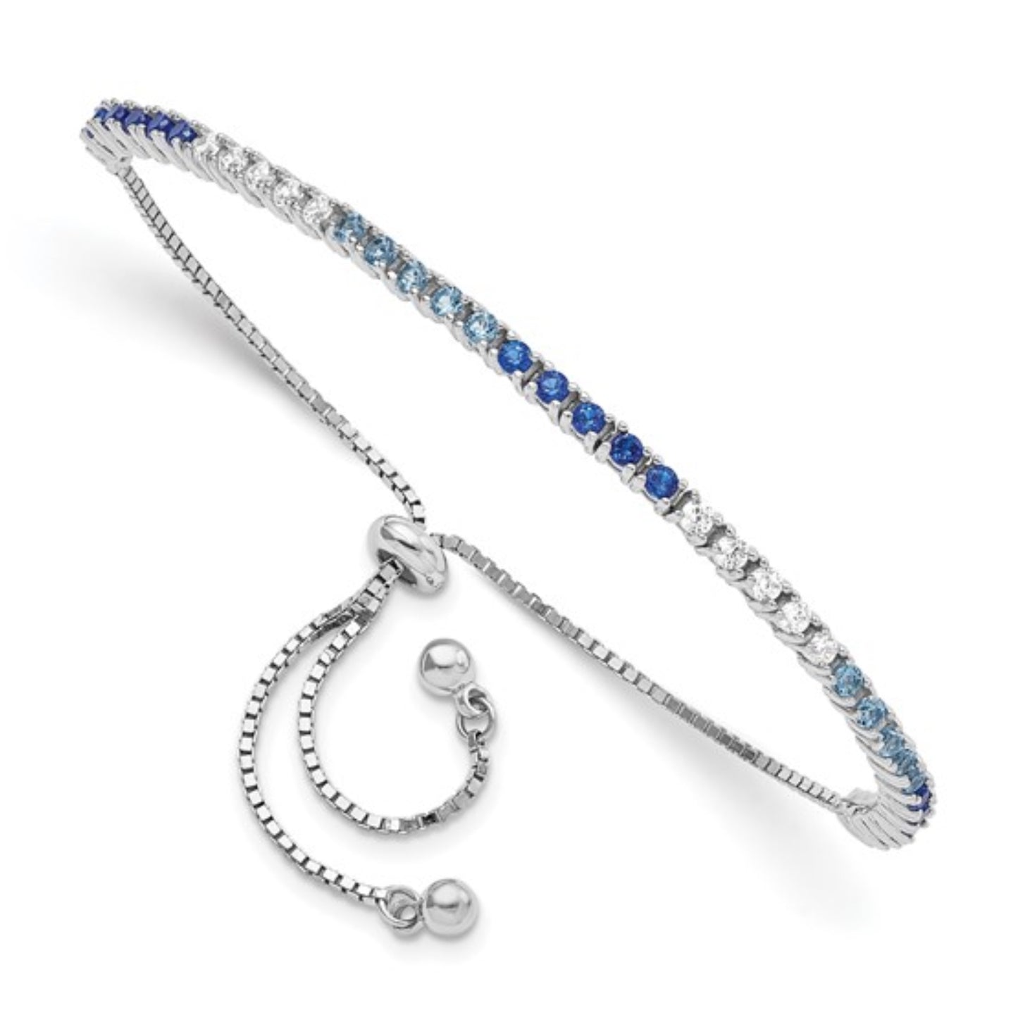 Sterling Silver with Lab Created Blue Spinel Tennis Bracelet