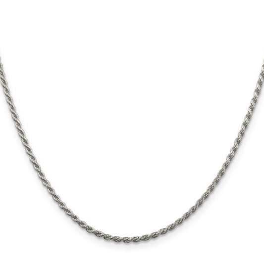 Sterling Silver 1.85mm Diamond-Cut Rope Chain