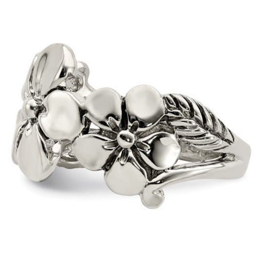 Sterling Silver Flower Band Ring