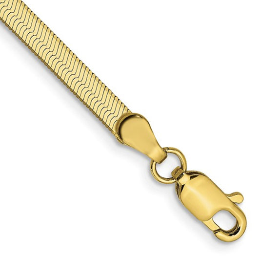 10k 3mm Yellow Gold Silky Herringbone Bracelet