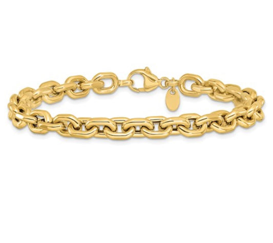 14k Yellow Gold Oval Link Bracelet
