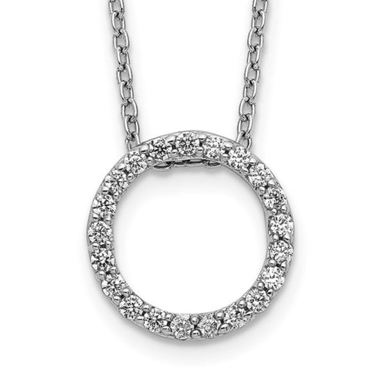 14k White Gold Diamond Circle Necklace