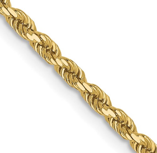 10K 2mm Yellow Gold Diamond-Cut Rope Chain