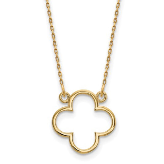 14k Yellow Gold Clover Necklace
