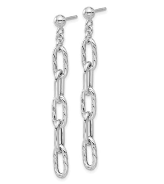 Sterling Silver Textured Paperclip Earrings