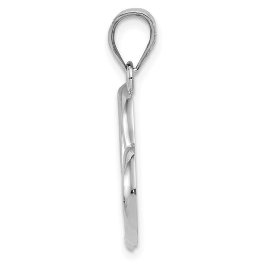 14k White Gold Slanted Heart Pendant