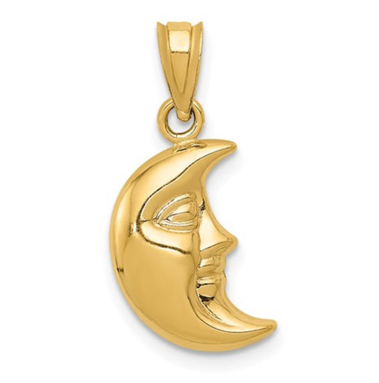 14k Yellow Gold Crescent Moon Pendant