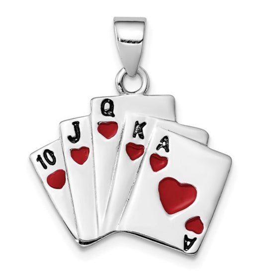 Sterling Silver Royal Flush Pendant