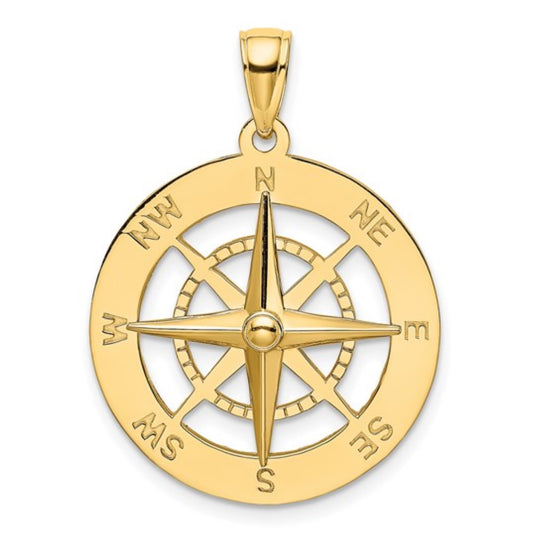 14k Yellow Gold Compass Pendant