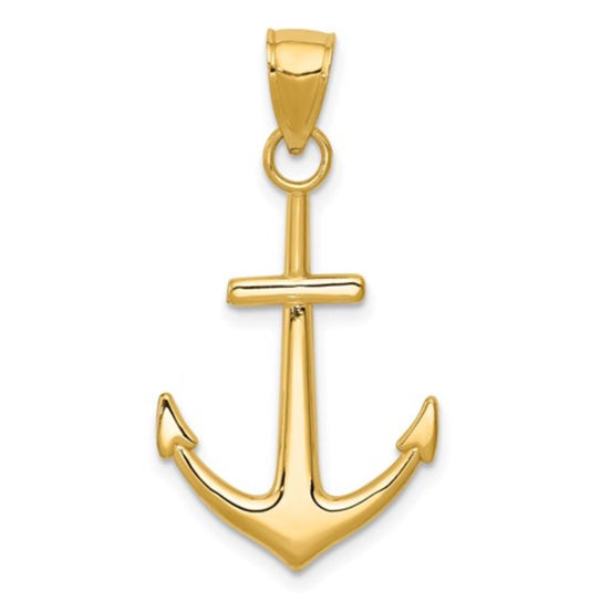 14k Yellow Gold Anchor Pendent