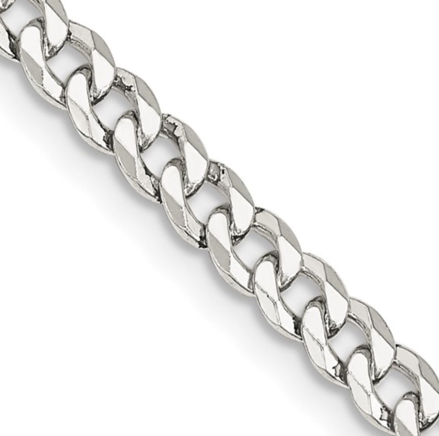 Sterling Silver 4mm Beveled Curb Chain