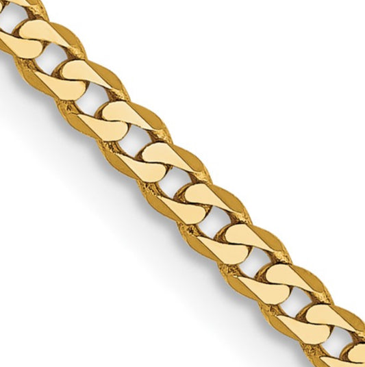 10k 2.2mm Yellow Gold Flat Beveled Curb Chain